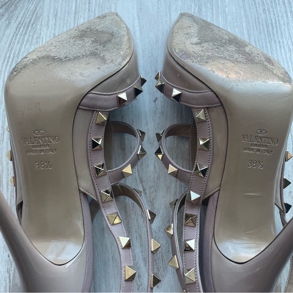 Valentino Garavani rockstud ankle strap high heel nude beige leather sz EU 38.5 - Picture 9 of 10